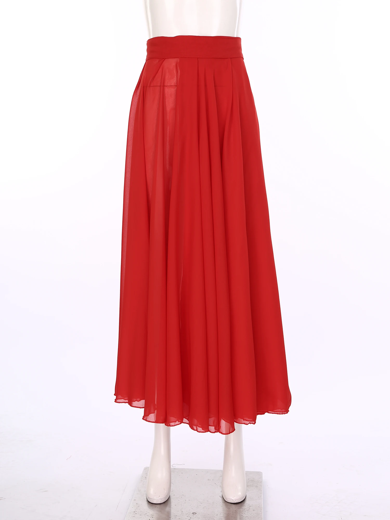 Gonna altalena da flamenco spagnolo da donna Gonne lunghe da ballo da sala solide Costume da ballo tradizionale da festival a vita alta in rete trasparente