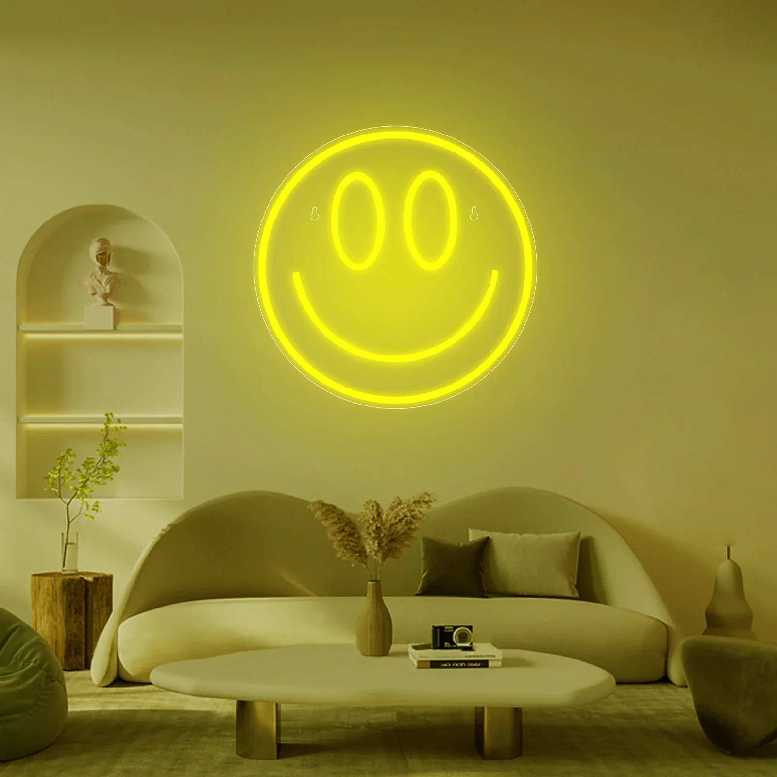 LED Neon Light Smiling Face Neon Sign Wall Decoration Luminous Sign USB Powered  Bedroom Wedding Party Gift for Friend