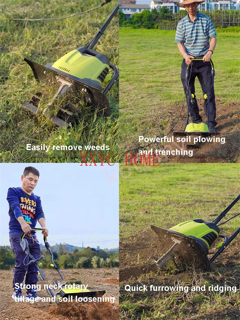 2400W/1500W Electric Small-scale Scarifier Plow Multifunctional Garden Rotary Cultivator Bulldozer Agricultural Rotary Tiller