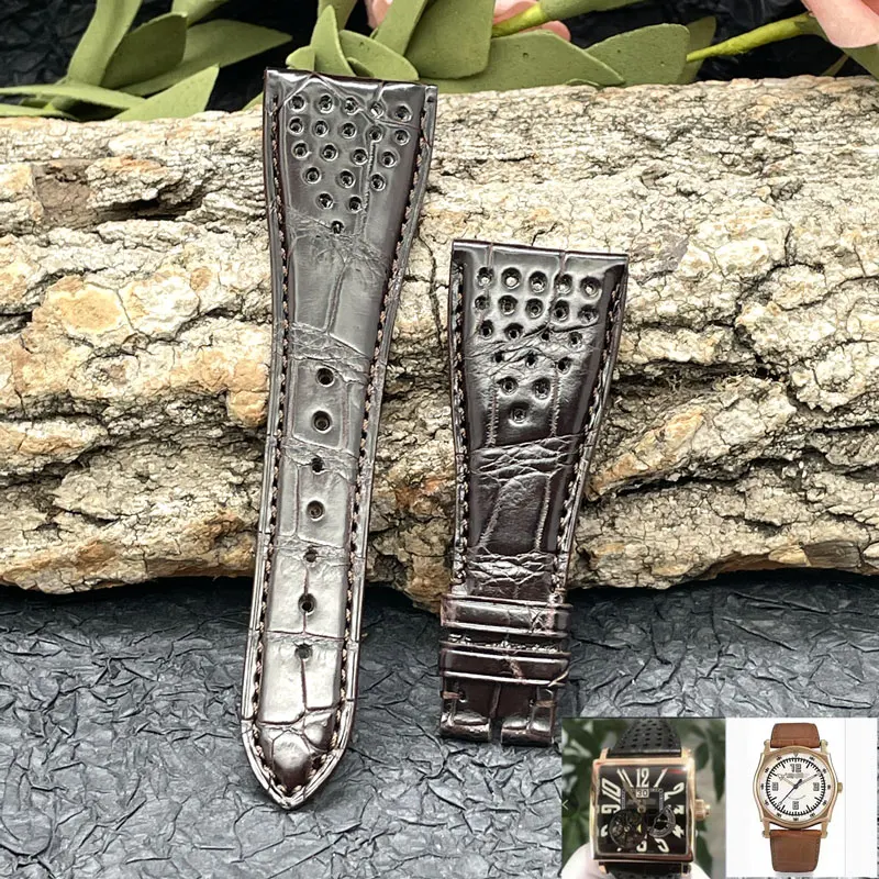 FUYIJIA Luxury Custom R-ogerD-ubuis Watch Band Handmade Alligator Strap 27MM 32MM Genuine Leather Belt Crocodile Skin Watchbands