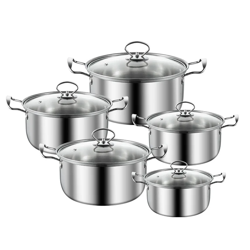 

Stainless steel pots and pans stainless steel soup pot set Southeast Asia hot selling soup pot kitchen pots and pans