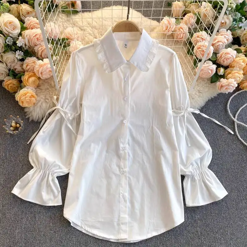 ANJY 2026 Spring Autumn Hong Kong Style Unique Chic Puff Sleeves Loose Fit Versatile Denim Camisole Layered Two-Piece Set A18586