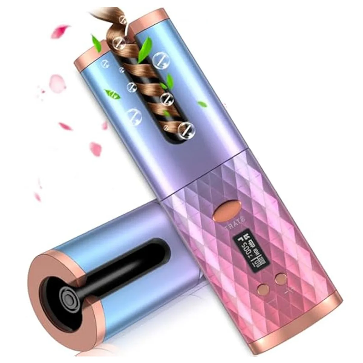 مكواة تجعيد أوتوماتيكية، أداة تجعيد الشعر التلقائية اللاسلكية، أداة تصفيف عصا موجة تجعيد دوارة محمولة، إيقاف تلقائي