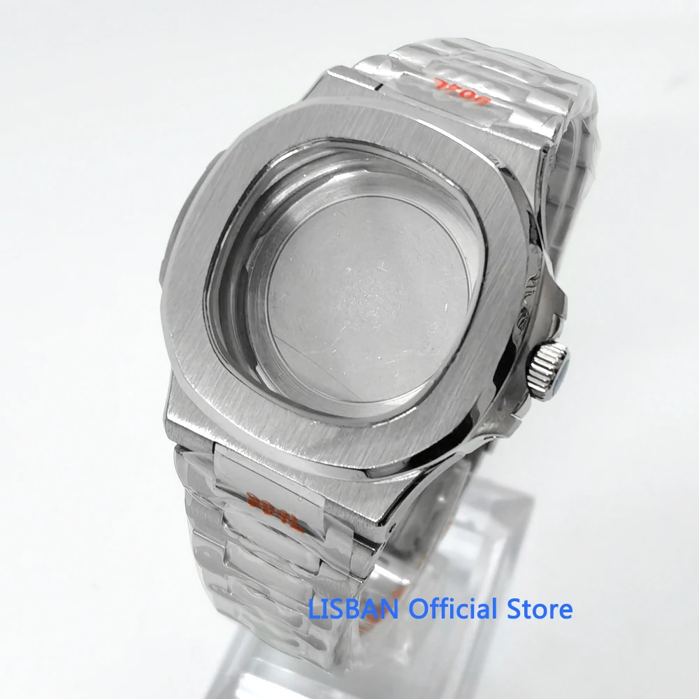 

42mm silver watch case sapphire glass fit NH35 NH36 ETA2824 2836 Miyota8205 8215 821A Mingzhu DG2813 3804 PT5000 movement