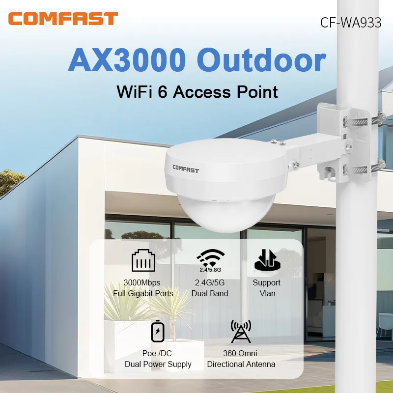 WiFi 6 Router AX3000 Dual-Band 2.4Ghz 5ghz Long Range Outdoor PoE Wireless AP Base station wifi coverage Antenna Access point AP