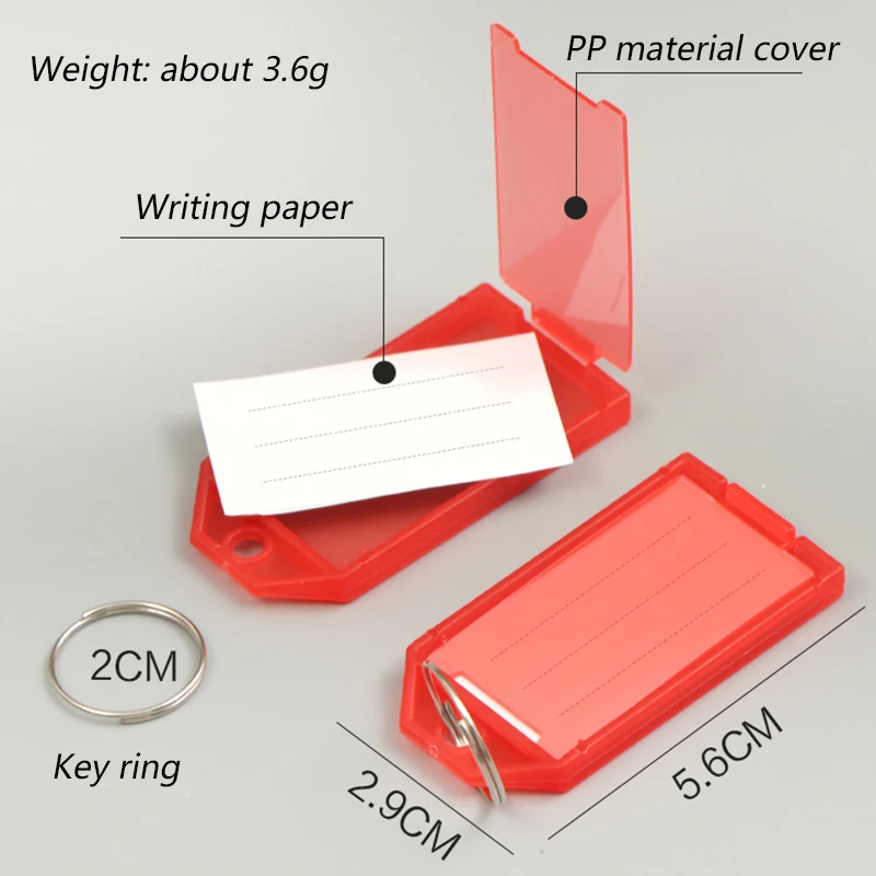 Flap Transparent Keychain Colorful Plastic Label Keychain Double Sided Marking Key Plate Luggage Hotel ID Tag