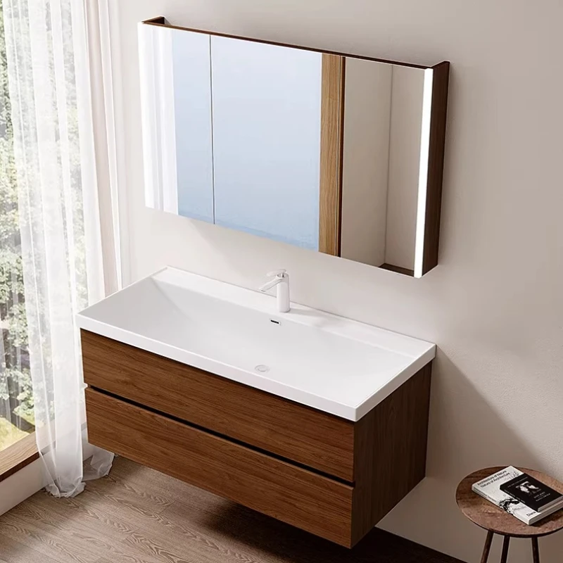 

Тумба для ванной в средневековом стиле с керамической интегрированной раковиной и унитазом, комбинированная комбинация тумбы и умывальника