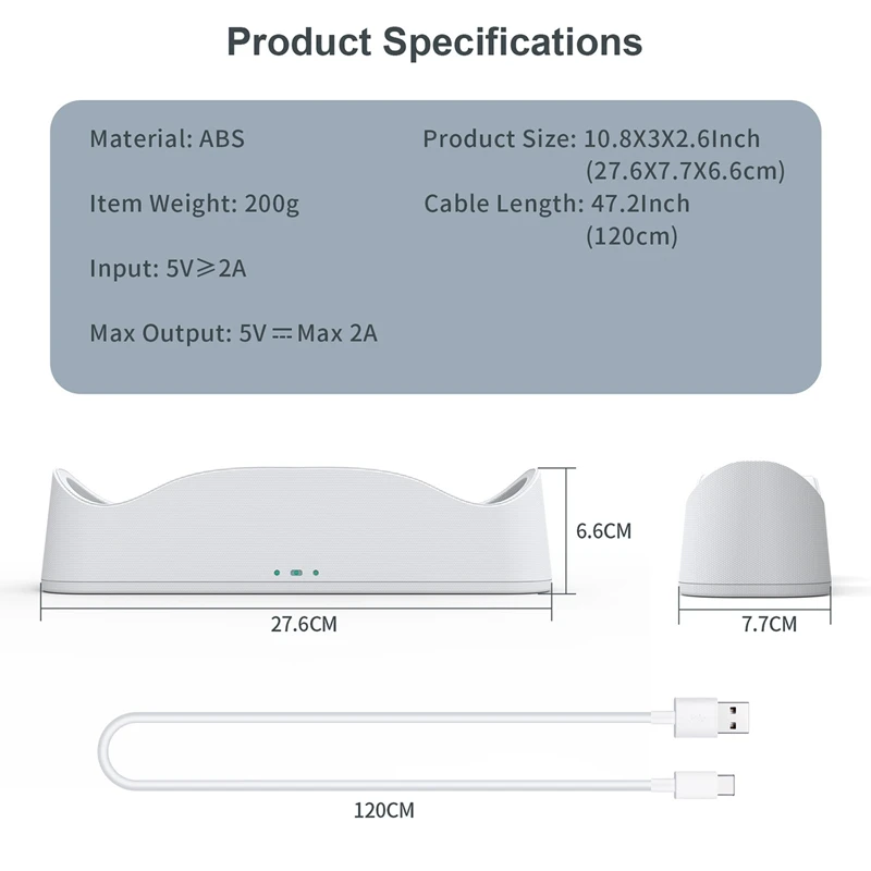 White Charging Dock For Oculus Quest 2 Headset Controller,Charging Station For Meta Quest 2 Touch Controller Charger