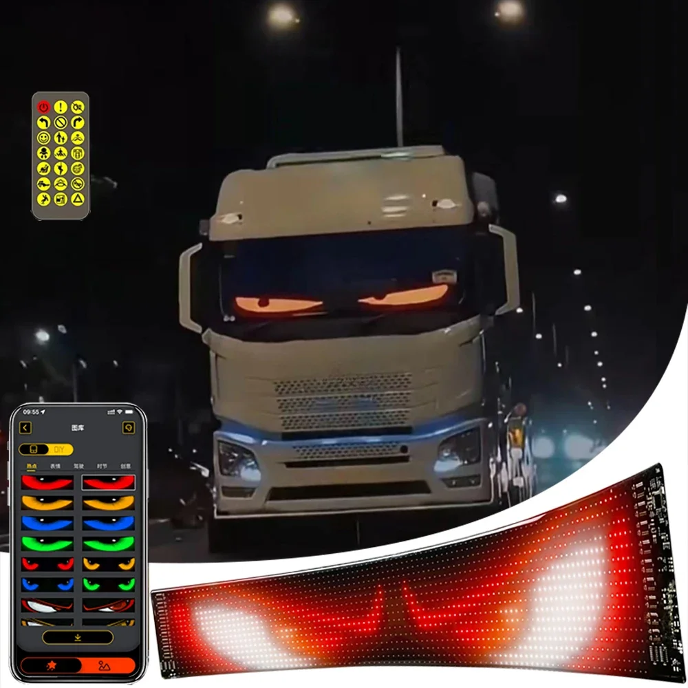 Car LED Matrix Pixel Panel DIY RGB LIghting Graffiti Scrolling Text Board Windshield Advertising Screen Bluetooth APP Control