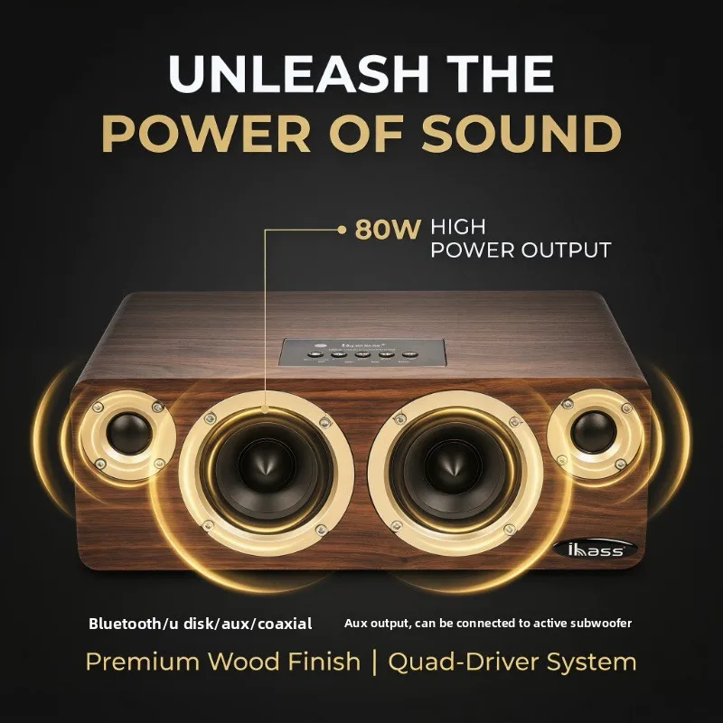 high-power active speaker computer, large volume, high sound quality, small stereo, desktop remote control wood Bluetooth stereo