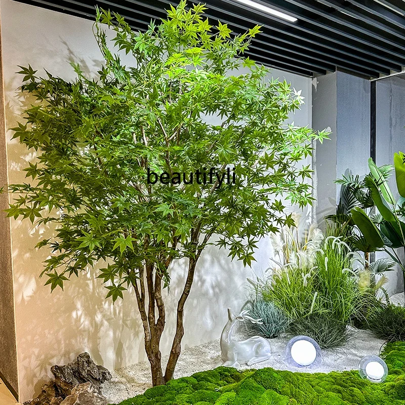 Artificial Green Maple Tree Maple Tree Large Decoration Fake Trees Window Green Plant Landscape Indoor Bionic Plant Floor