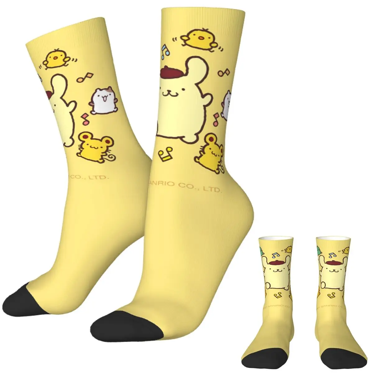 Men Socks Pom Pom Purin Sanrio Stockings Autumn Korean Medium Soft Socks Design Outdoor Sports Anti Sweat Socks