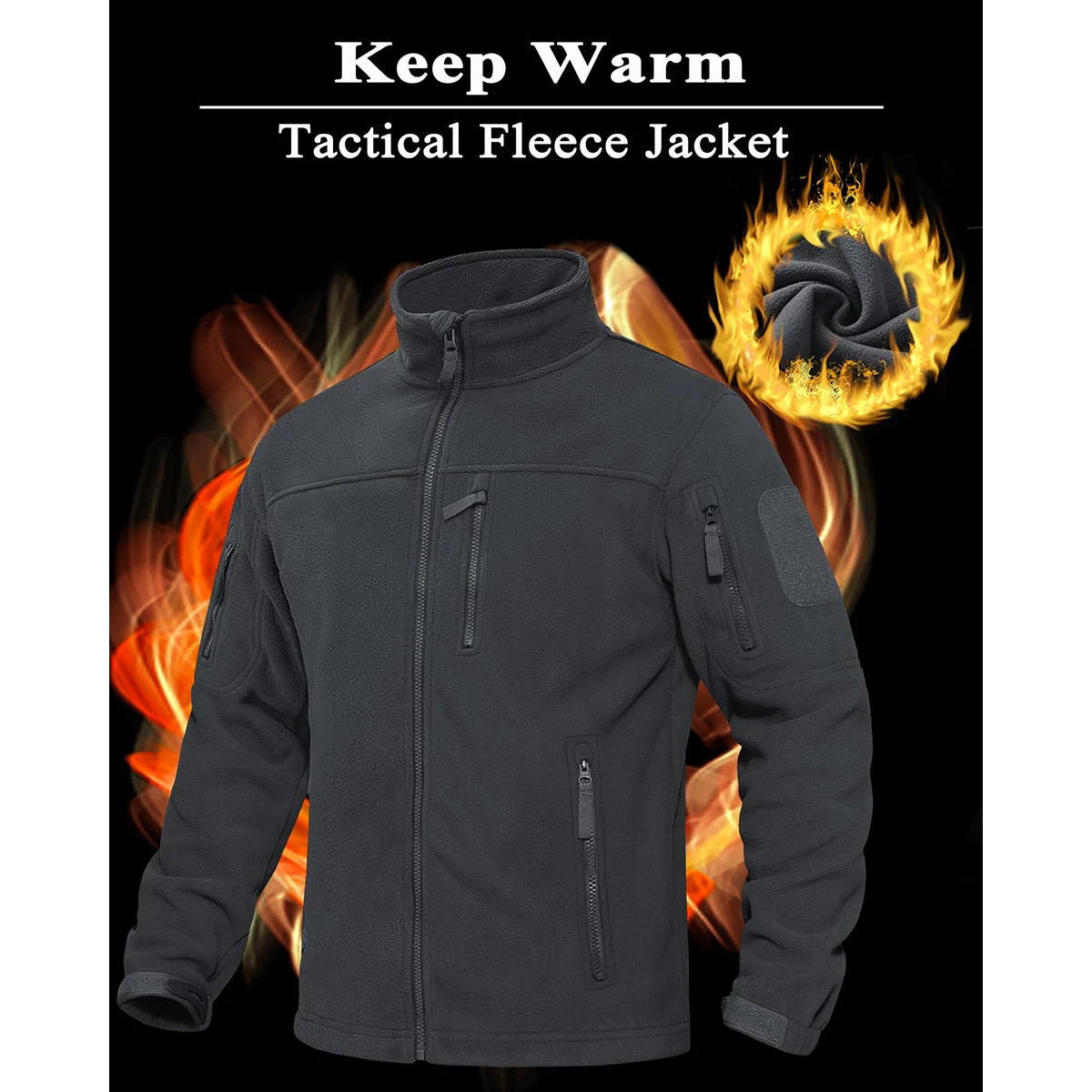 TACVASEN Men's Fleece Jacket Soft Warmth Windproof Full Zip Up Coat Multiple Zipper Pockets Hiking Working Outdoors Windbreaker 41 Sb6ab15a55abf4e3499a8ef03115b13d0Y
