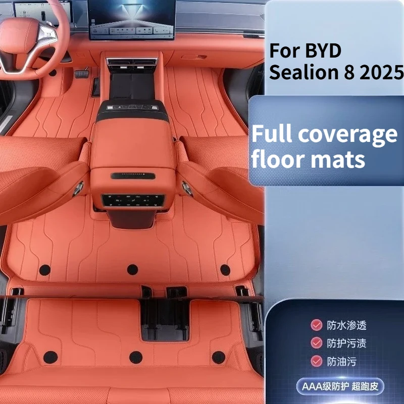 

For BYD Sealion 8 DMP/EV 2025 Full Surround Floor Mats TPE Leather Waterproof and Dirt-Resistant Carpet Modification Accessories