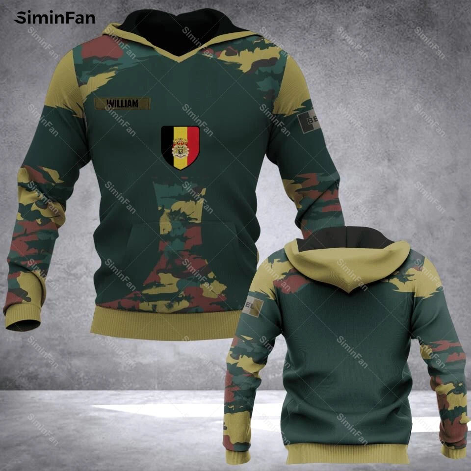 BELGIUM VETERAN SOLIDER CAMO 3D Full Printed Hoodies Zipper Jacket Mens Coats Casaul Hooded Pullover Unisex Outwear Streetwear