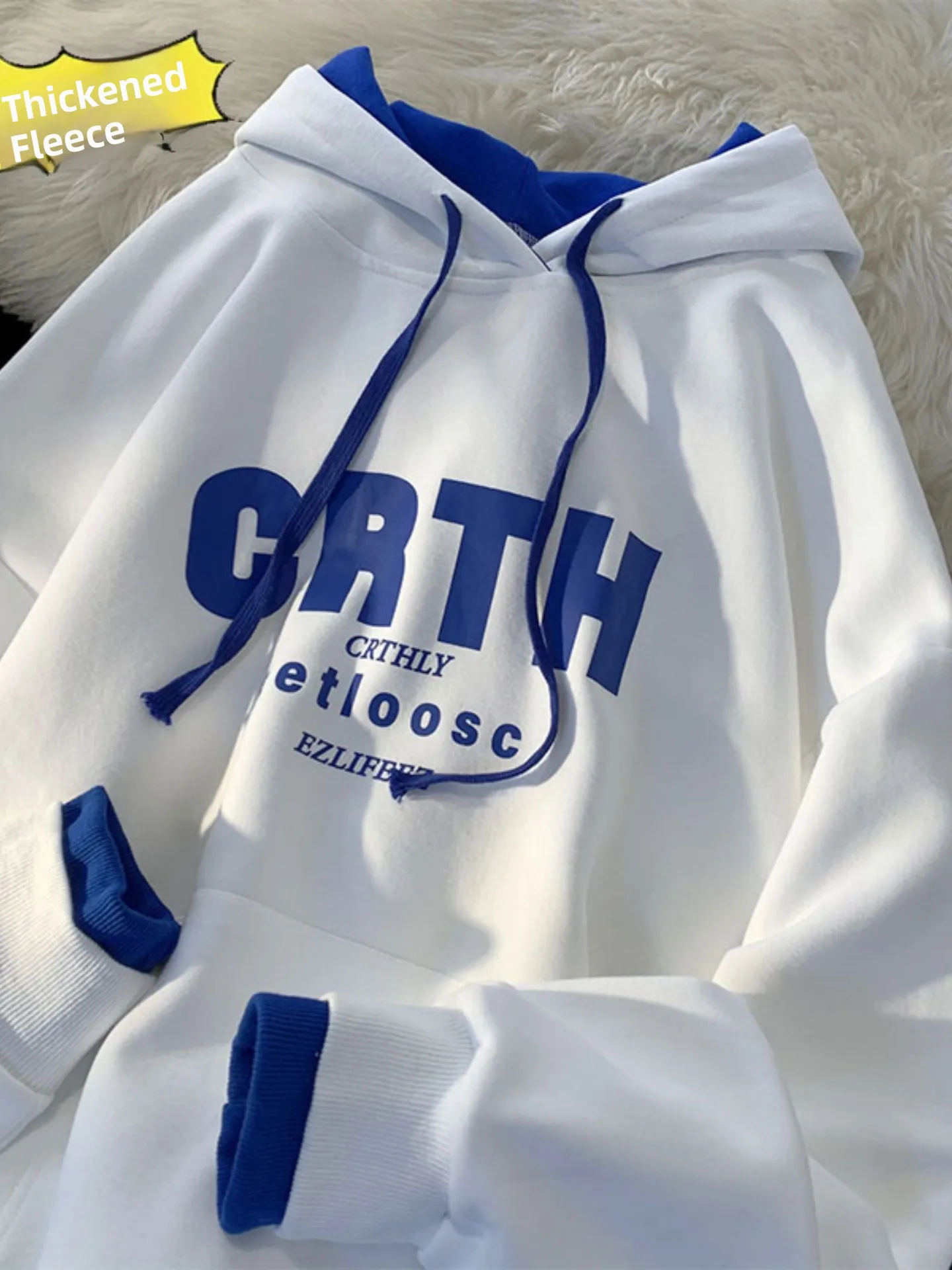 

Мужская толстовка свободного кроя: утепленная, модная, в американском стиле, осенне-зимняя новинка, повседневная верхняя одежда из комфортного полиэстера