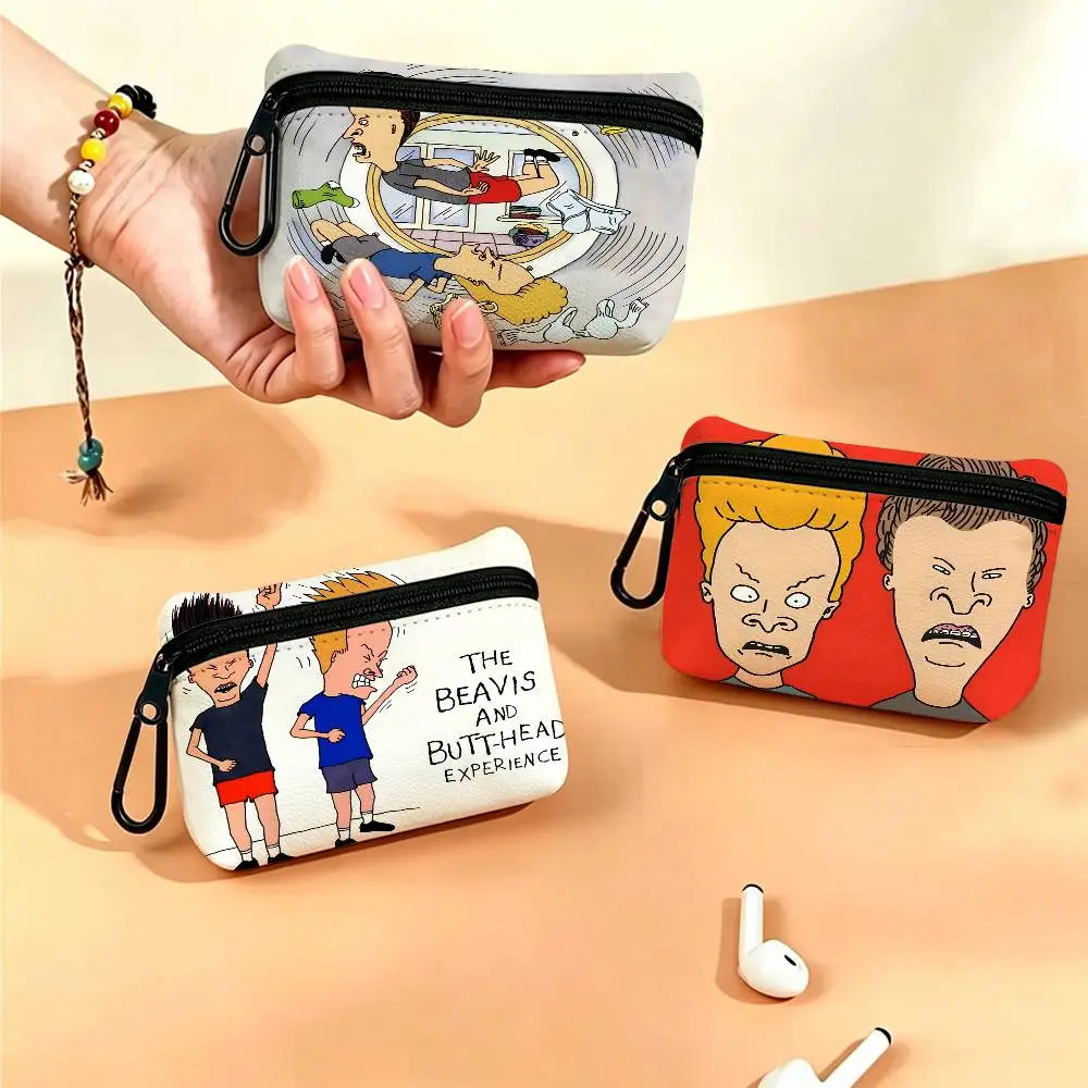 A-Anime-B-Beavis-A-And-B-Butthead Crass-Sarcastic Portable Oxford Fabric Mini Wallet Carabiner Design Small Coin Bag