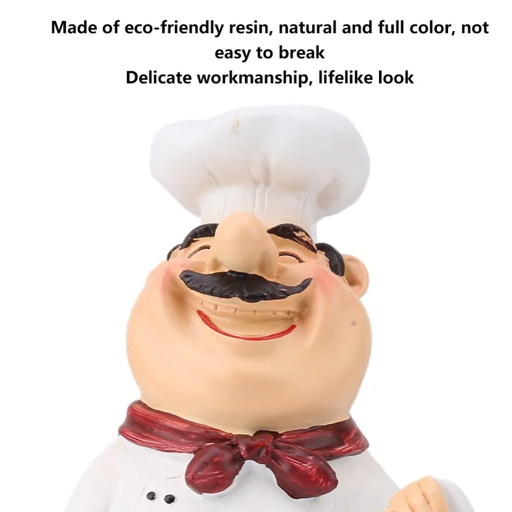 Resin Chef Figurine Tabletop Miniature Resin Figurine Country Holding Spoon Collectible Figurine Kitchen Counter Top