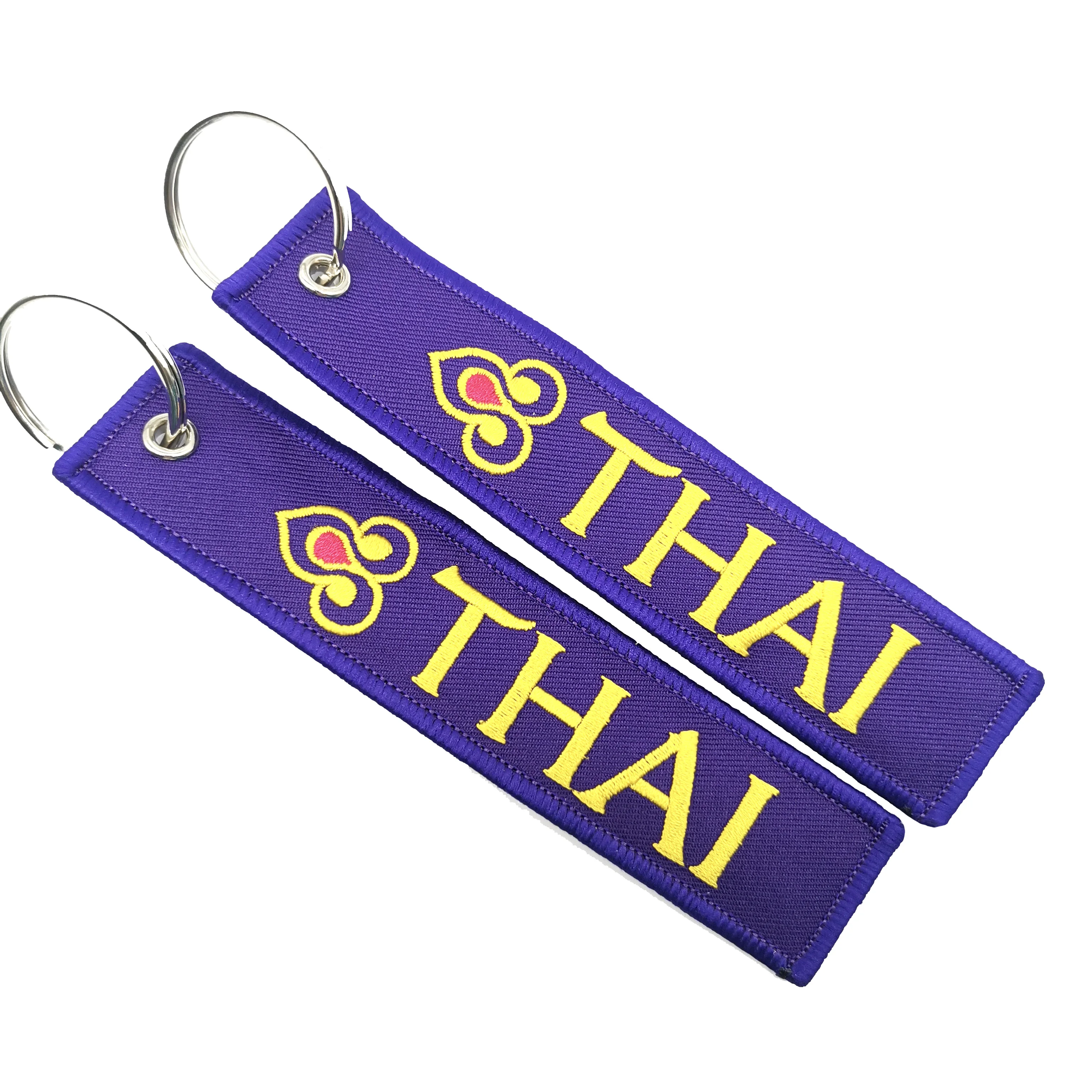 1 PC  THAI Purple Keychains Fashion Trinkets Embroidered Keychain Metal Keyring Keychains for Flight Crew/Pilot/Aviation Loves