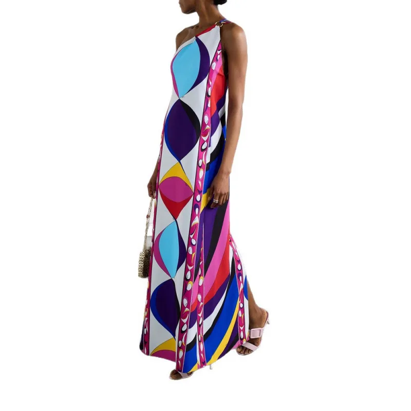 2026 Summer New Women's Casual Intellectual Style Halter Neck Printed Dress