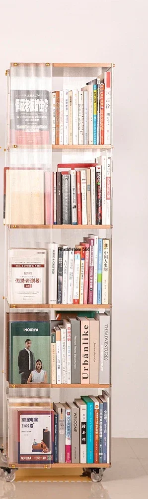 Nordic acrylic rotating bookshelf floor-to-ceiling movable display stand
