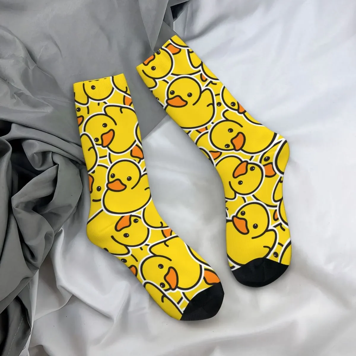 Autumn Winter Casual Men\'s Women\'s Yellow Duck Socks Cute Non-slip Soccer Socks