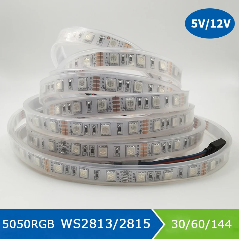 

1-5M WS2813（5V)WS2815(12V) WS2812B Updated Smart RGB Led Strip 30/60/144Leds/m Individually Addressable Dual Signal