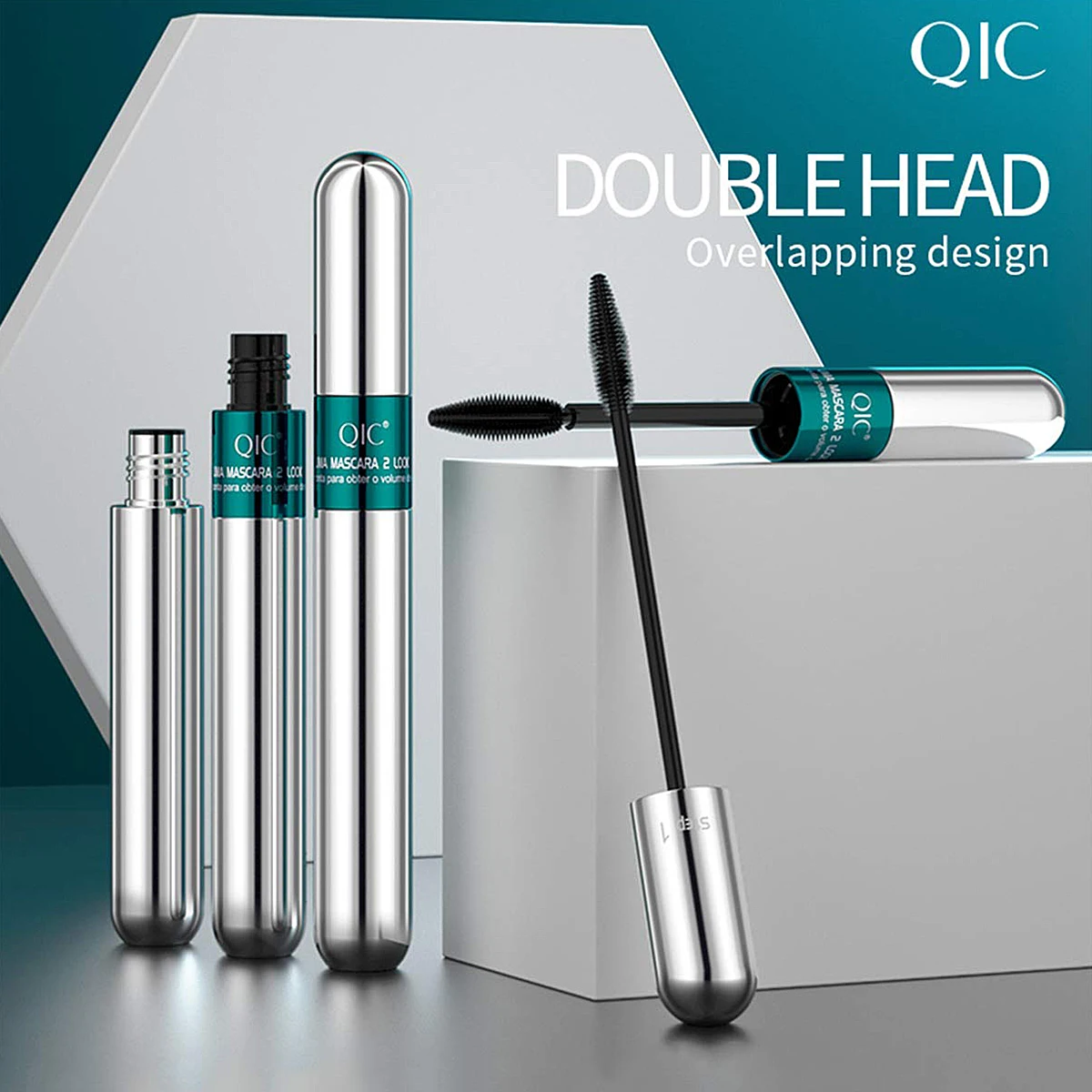 مزدوج في واحد ماسكارا ألياف الحرير ماسكارا ماسكارا مقاومة للماء لتمديد رمش أسود سميك إطالة رموش مستحضرات التجميل #5