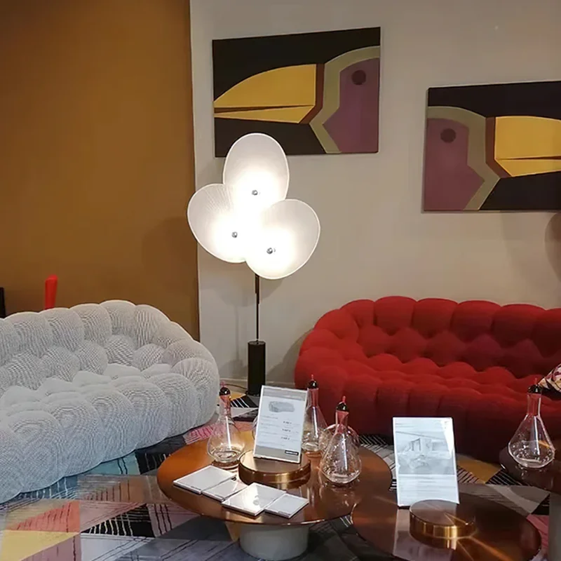 Triple Floral Floor Lamp Fan Shaped red lamp Minimalism Designer colorful lamps Homestay Bedroom Home Living Room couch lamp