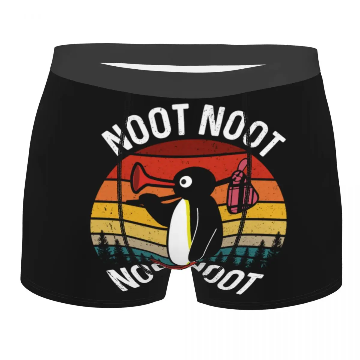 Custom Funny Meme Pingu Noot Noot Underwear Men Breathable Cartoon Penguin Boxer Briefs Shorts Panties Soft Underpants For Homme