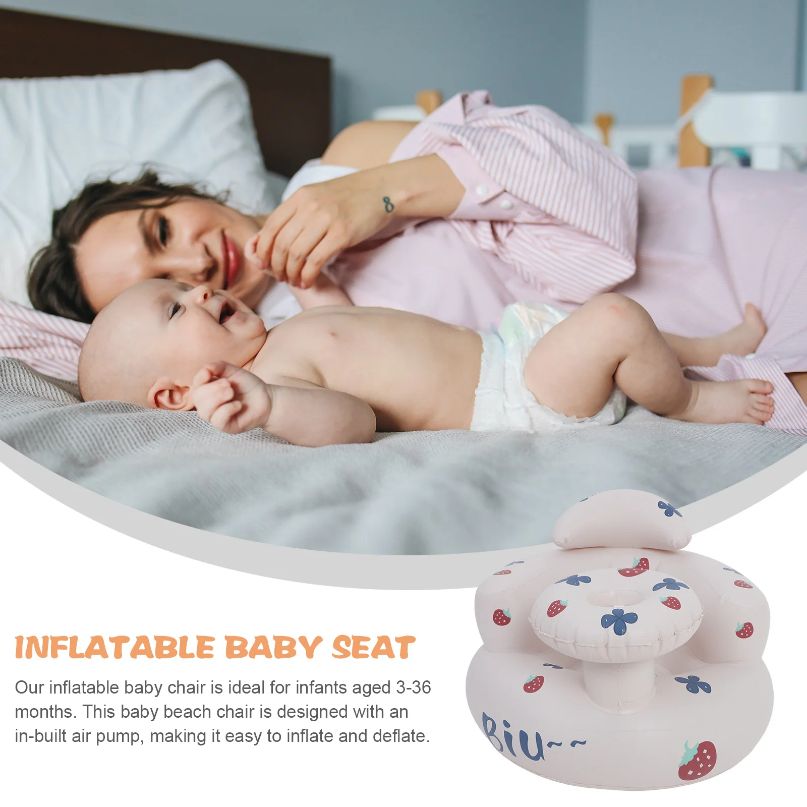 مقعد أطفال قابل للنفخ للأطفال من عمر 3 إلى 36 شهرًا كرسي أرضي محمول صيفي مع مضخة مدمجة خفيف الوزن لحمام السباحة والشاطئ #6