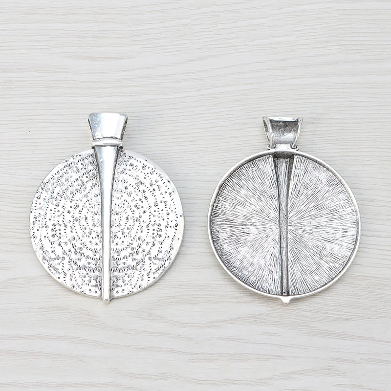 2 x Tibetan Silver Boho Bohemia Tribal Big Large Round Medallion Charms Pendants For Necklace Jewelry Making Findings 84x67mm