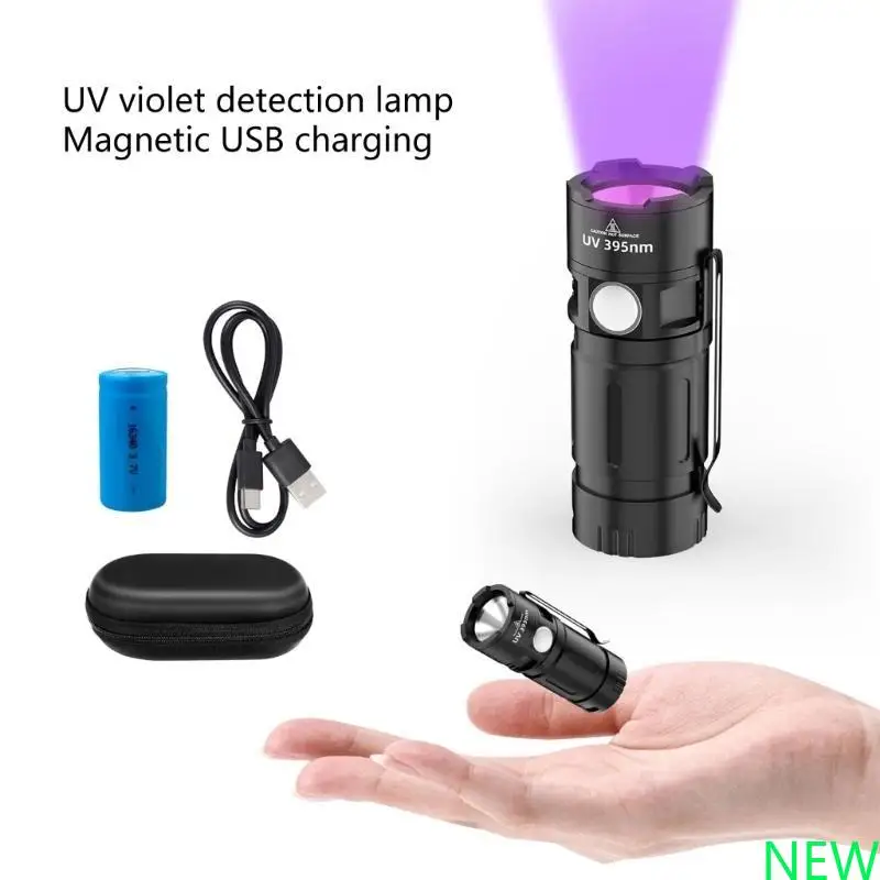 紫外線トーチ充電式懐中電灯、395nmペット尿とベッドバッグ用のミニチュアブラックライト検出器、ステインハント
