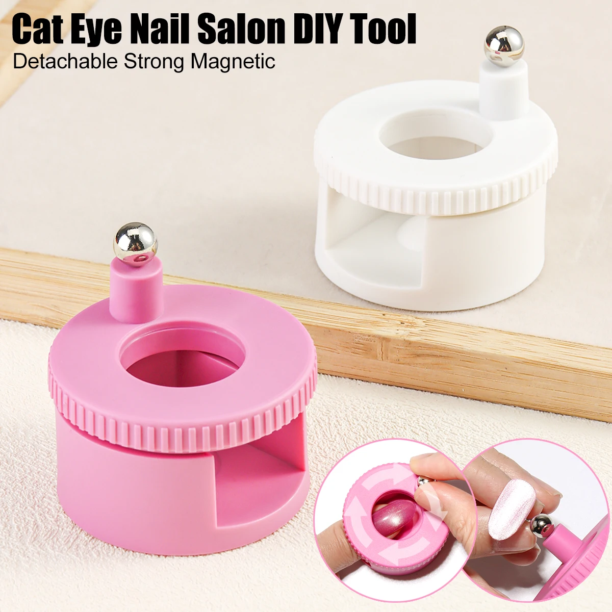 Automatic cat-eye nail tool, super strong rotating French manicure gel polish glass bead magnet. DIY nail art tool for beginners