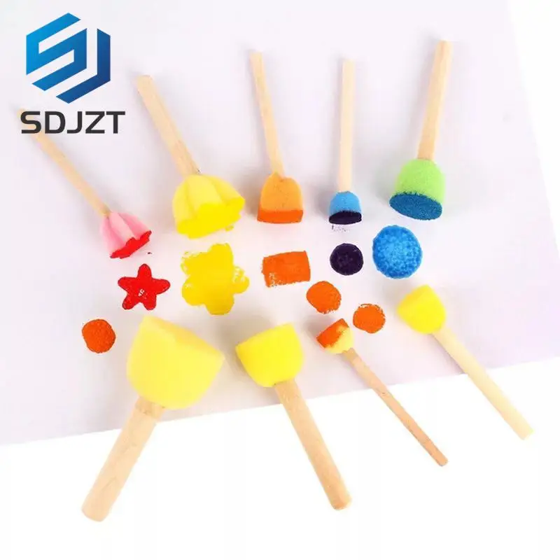 5pcs Kids Toddler Sponge Stamp Brush Kits Flower Drawing Toys For Children Paint Toys Painting Educational Toys