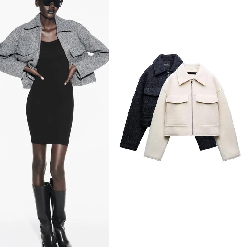 Primavera nuevo Casual versátil suelto perla lana ort Jaet prendas de vestir exteriores señoras viaje Sle fibra de poliéster largo Sve cremallera