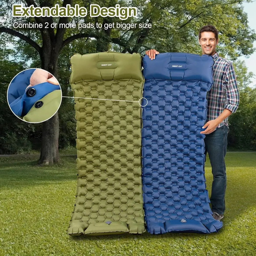 وسادة نوم قابلة للنفخ خفيفة للغاية مع وسادة ومضخة للقدم للتخييم وحقائب الظهر والمشي لمسافات طويلة - مريحة وصغيرة الحجم، 77 × 25 #5