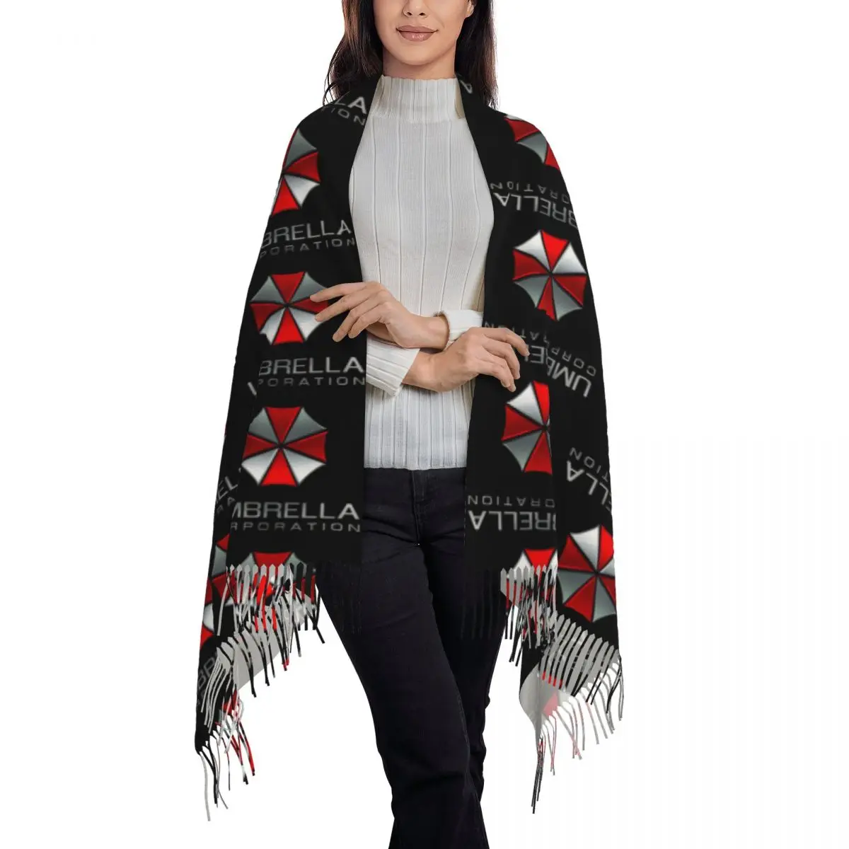 Movie Game Corporation Umbrellas Scarf Tassel Scarves Women Soft Warm Shawls and Wraps Long Fall Winter Shawl Wrap