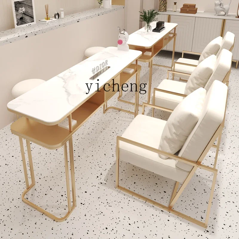 Zz manicure table and chair set single and double three-person marble economical manicure table