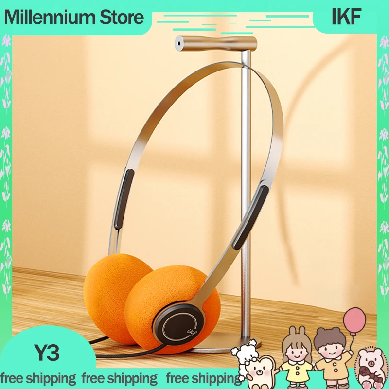 IKF Y3 Retro Wired Headphone Lightweight Designs Koss Style Headset Metal ANC HiFi Design For Win/Android/iPad Fashion Gift