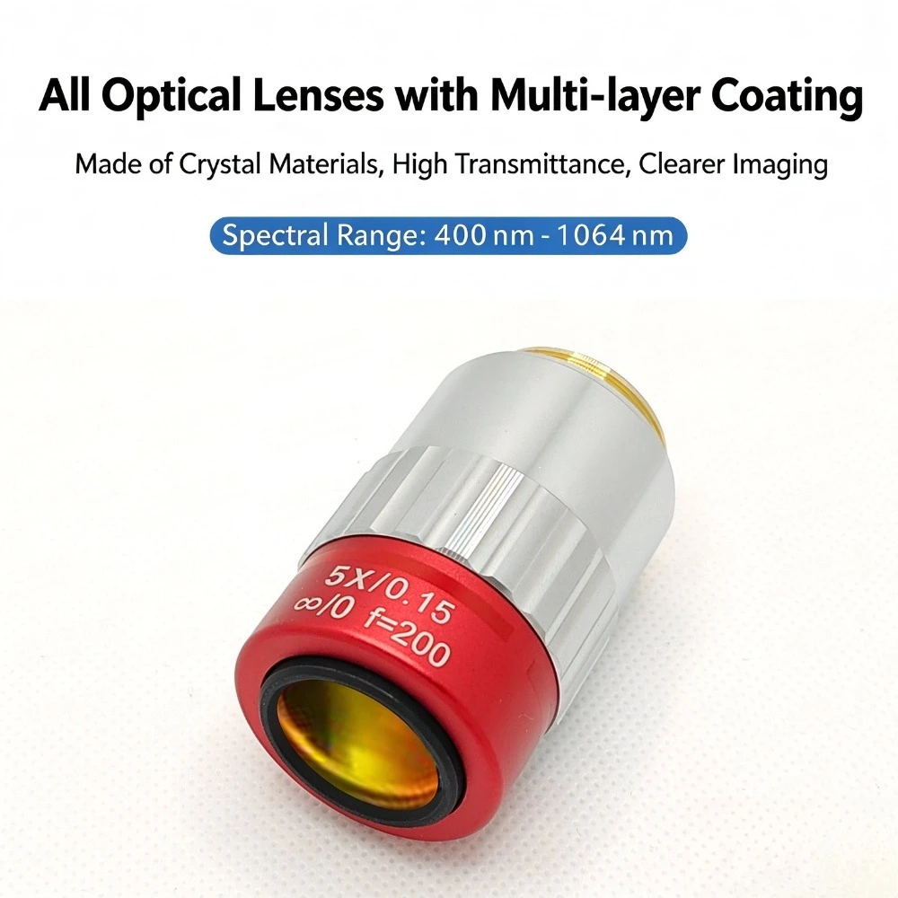 5X NIR M Plan Apo Objective Lens NA0.15 Extra Long Working Distance Microscope Objective Lens M26 Thread Replace Mitutoyo