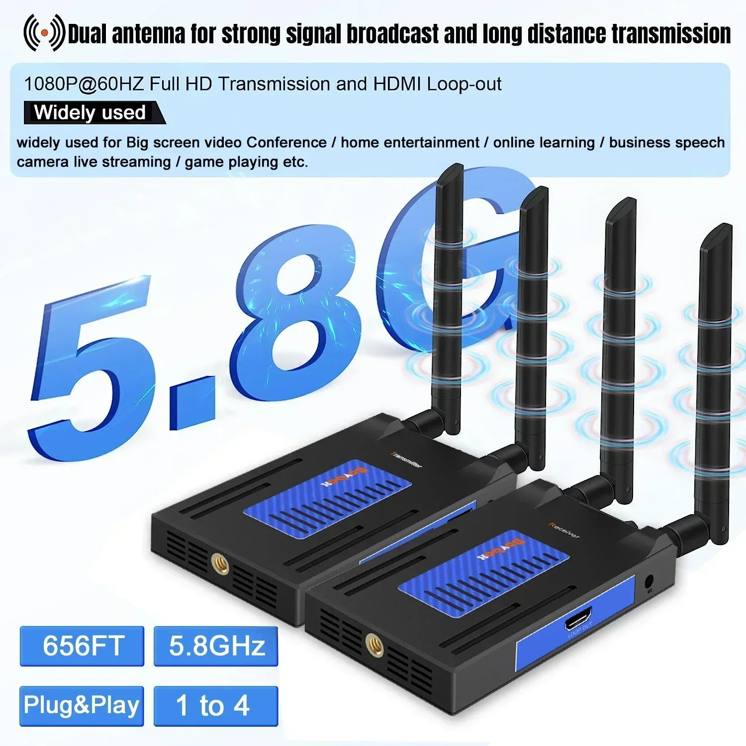 200m Wireless Transmission Display Adapter Video Transmitter and Receiver HDMI Extender for DVD Camera Laptop PC To TV Projector