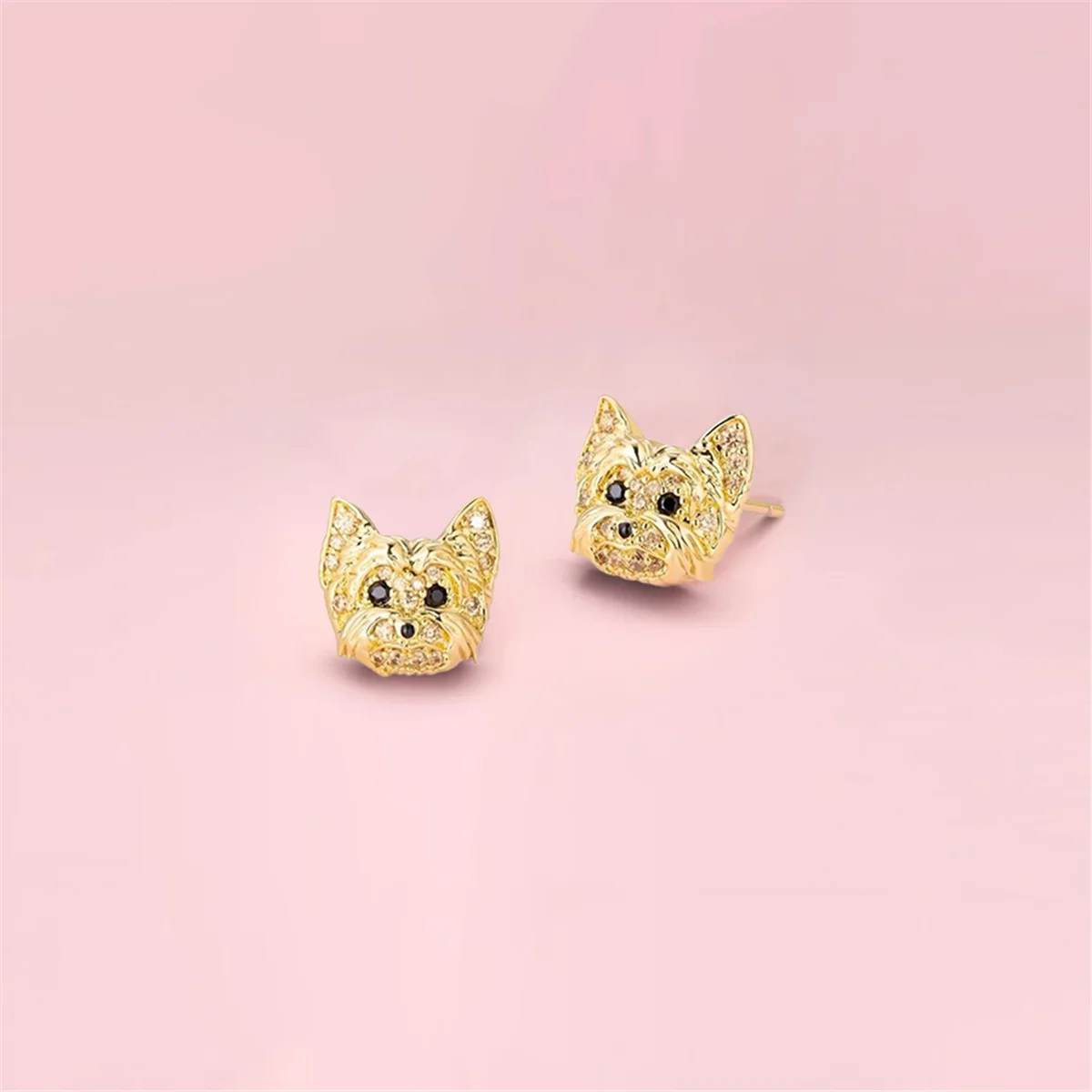 Creative Cute Golden Yorkshire Stud Earrings for Women Exquisite Pet Puppy Earrings Jewelry Birthday Holiday Gift for Dog Lovers