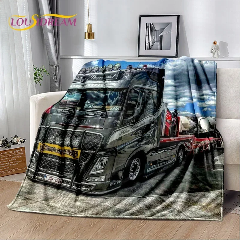 Volvo truck truck truck 3D printing soft flanel blanket for bedroom sofa picnic, throw blanket cover outdoor amusement candy gif