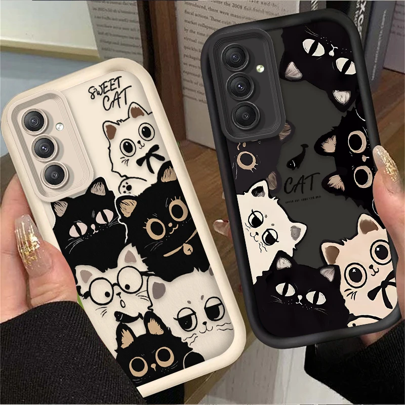 Lovely Black Cats Soft Phone Case For Samsung Galaxy A54 A05 A05S A34 A24 A14 A53 A33 A23 A13 A52 A52S A71 A51 A31 A50 Cover
