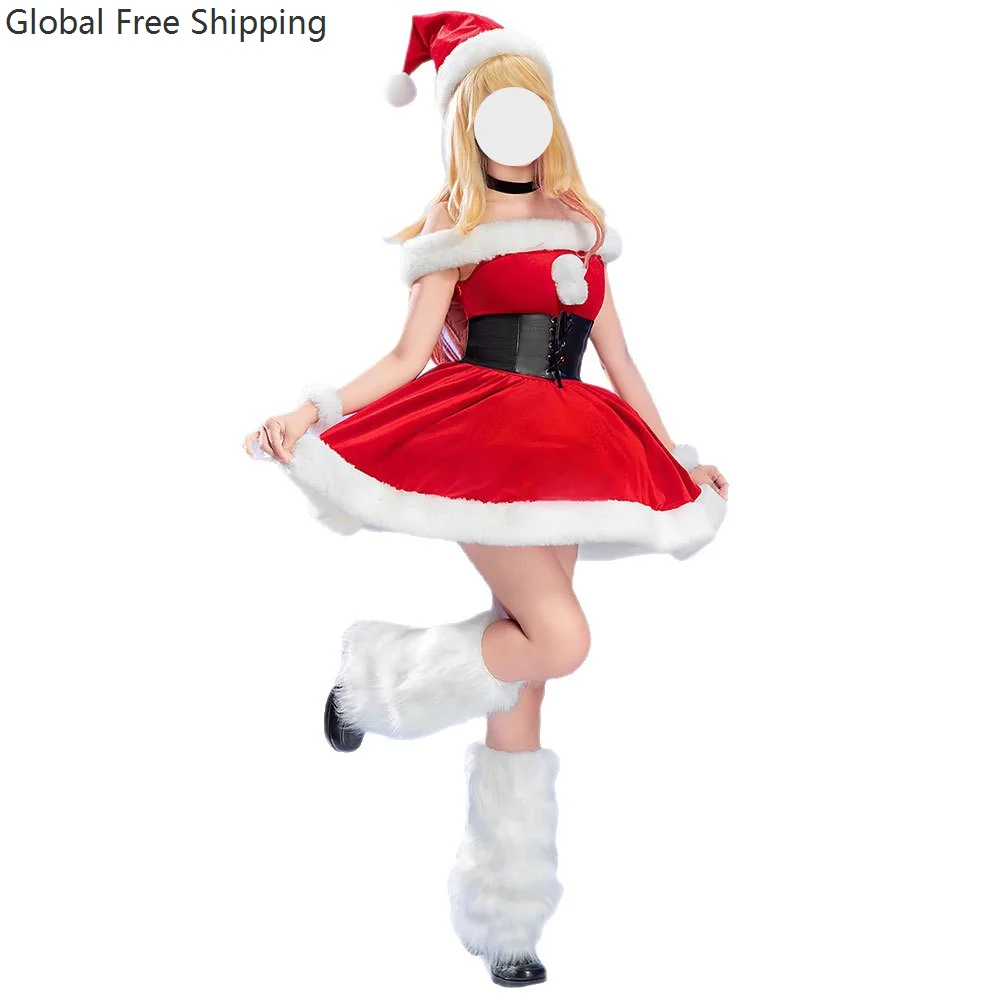 

Fashion Miss Santa Dress Set Women's Christmas Fancy Dress Party Dress Sexy Santa Sweetheart Cosplay Dress Leg Cover Costume