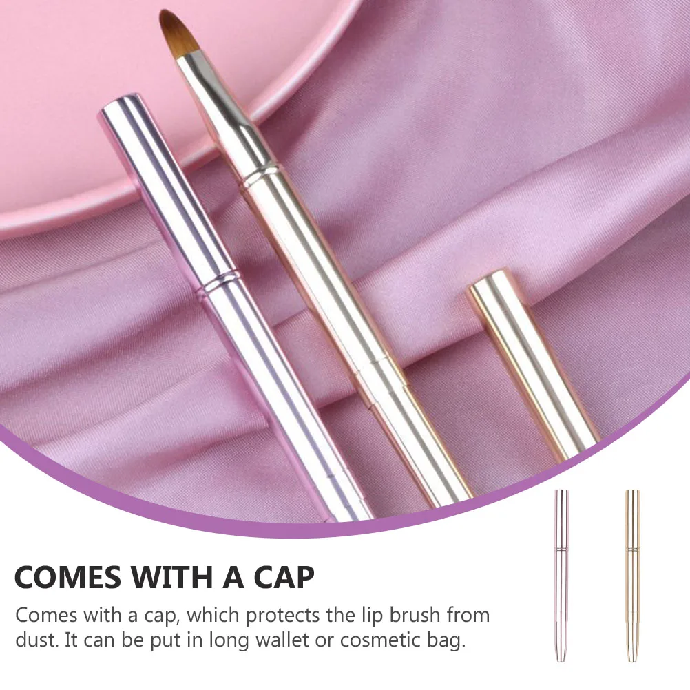 قطعتان من فرش مكياج الشفاه، أداة توزيع أحمر الشفاه، هدية متينة محمولة للنساء للاستخدام الاحترافي في صالونات التجميل المنزلية