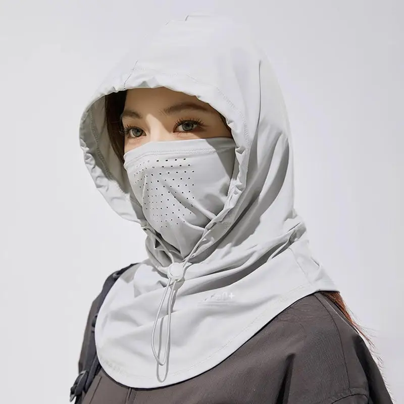 Novo verão anti-uv protetor solar chapéu com máscara xale respirável gelo seda pulôver boné cabeça envoltório unisex praia boné para esportes ao ar livre