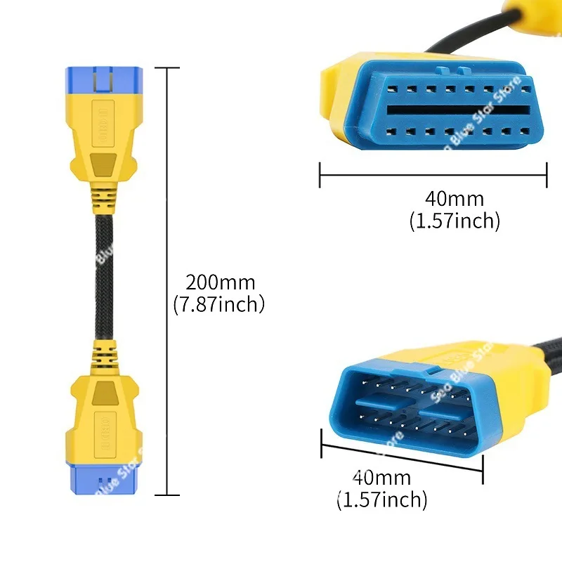 OBD extension cable revolution female one-to-one nylon extension cable car obd2 interface 16 cores
