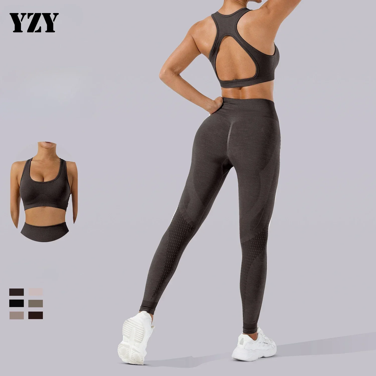 Seamless Yoga Sets Sports Fitness Hip-lifting Shapeing Trousers Backless Sports Bra Suit Workout Gym Leggings Sets for Women